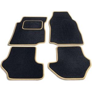 PK Automotive Complete Naaldvilt Automatten Zwart Met Beige Rand Toyota Yaris Verso 1999-2006