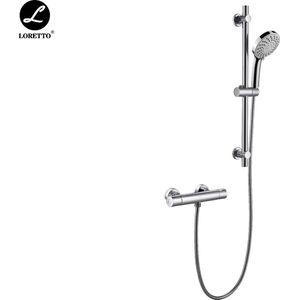 EDMONDO Opbouw Doucheset Ubruzzo 015 I Compleet Douchesysteem | RVS Doucheset | Ronde Handdouche voor Badkamer | Verstelbare glijstang I Chroom
