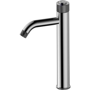Wastafelkraan Milano 010 met THERMOSTAAT functie en drukknop- Chrome Wastafelkraan - Badkamerkraan Chroom - Chrome Badkamerkraan - Hoge uitloop - 30 cm