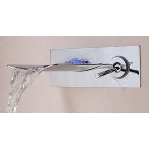 Inbouw Muurkraan Watervalkraan M019 - Chroom - LED verlichting - Lengte Uitloop 20 cm