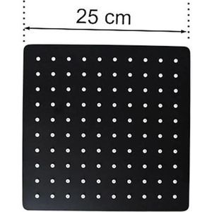 Regendouchekop - Mat Zwart - Vierkant - 25 cm