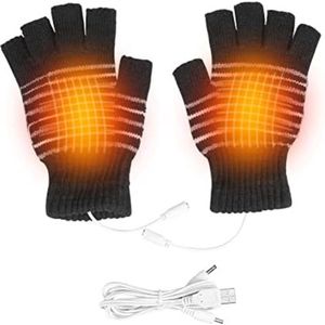 EDMONDO Verwarmde VINGER Handschoenen - Elektrische Winter Handschoenen met Verwarming - Verwarmde Wanten - Dames en Heren - One Size - met USB kabel - Exclusief Powerbank - Zwart met Grijze strepen