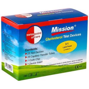 Mission® Cholesterol 3 in 1 Teststrips 25 stuks