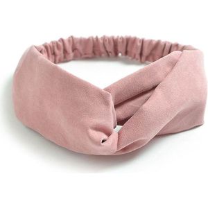 Suede Cross Haarband Pink | Oud Roze | Velvet Suède | Fashion Favorite