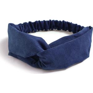 Suede Cross Haarband Navy Blue | Blauw | Velvet Suède | Fashion Favorite