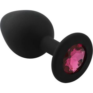 Banoch - Buttplug Penumbra Hot Pink Medium - Siliconen buttplug Zwart - kristal - Roze