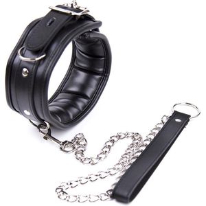 Banoch - Collar & leash Silver - Halsband en Riem - Zwart met zilver