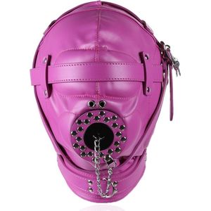 Banoch - Depraved Stopper Pink - Roze bondage masker van pu Leer | BDSM