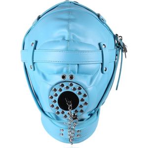 Banoch - Depraved Stopper Blue - Blauw bondage masker van pu Leer | BDSM
