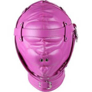 Banoch - Reticent Hood Hot Pink -Roze bondage masker van pu Leer | BDSM