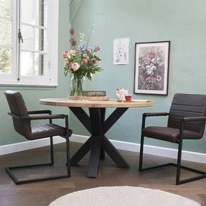 Lifa Living - Stoel Adelaide - Set/2 - Zwart - Leder - Industrieel