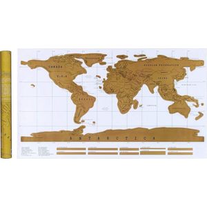 Kras Wereldkaart | Scratch Map | 88 x 52 cm | Goud