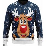 JAP - Christmas - Kersttrui - Donker Blauw - Rudolf het Rendier - 100% Gerecycled