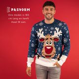 JAP - Rudolf het Rendier - Kersttrui - Donker Blauw - 100% Gerecycled