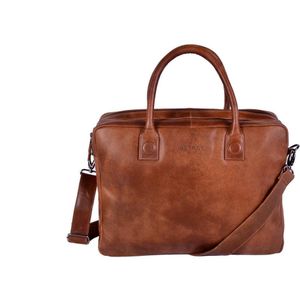 DSTRCT Fletcher Leren Business Laptoptas - 15,6 inch laptopvak - Sleutelhanger - Cognac