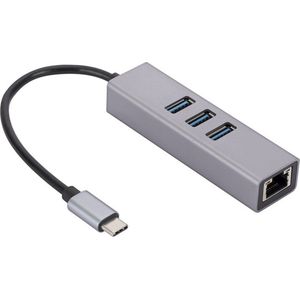 SVH Company USB C Naar Gigabit Ethernet Adapter RJ45 - Met 3 USB 3.0 Poorten - 1000 Mbps 1 Gbps - LAN Netwerk