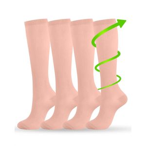 Premium Duopack Compressiekousen Beige - Compressie Kousen Sokken - Geschikt voor Sporten - Op Reis – In het Vliegtuig - Unisex - Maat 36-40