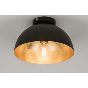 Koepellamp in zwart met goud voor aan het plafond