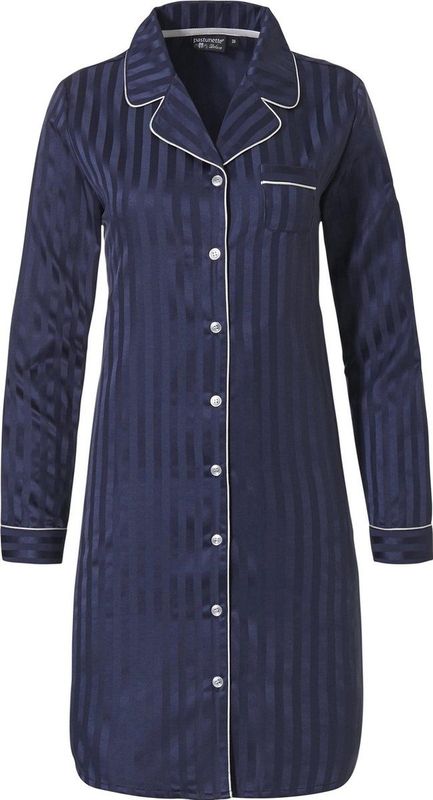 Pastunette De Luxe - Nachthemd - Satijn - Kraagje - Borstzakje - 83% Polyester 17% Katoen