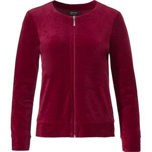 24/7 Moments - Dames Loungewear Vest - Rood - Velours Jasje met Ritssluiting