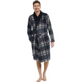 Pastunette - Heren Badjas - Coral Fleece - Ruit Dessin - 100% Polyester