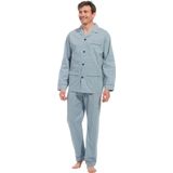 Robson - 507 - Heren Pyjama - Blauw - Katoen - Knoopsluiting
