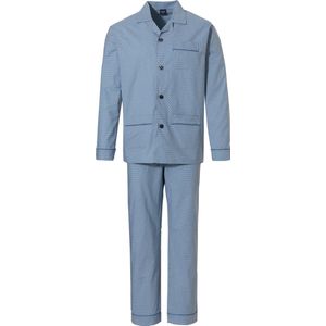Robson - 507 - Heren Pyjama - Blauw - Katoen - Knoopsluiting