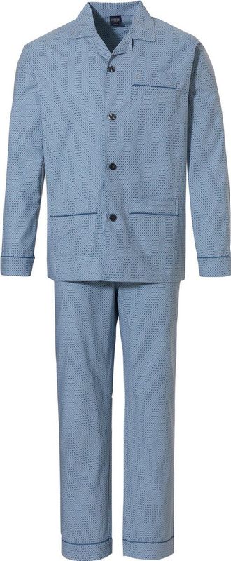 Robson - 507 - Heren Pyjama - Blauw - Katoen - Knoopsluiting