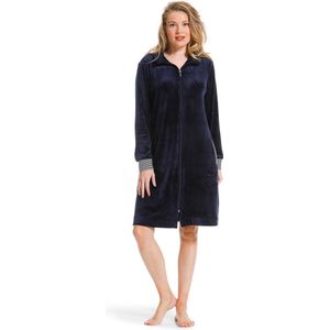 Pastunette - Badjas - Dark Blue - 95% Polyester, Elastaan Velours