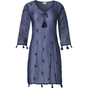 Jurken - Blauw - Luchtige Stof - V-hals Met Koordje