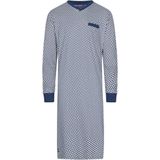 Pastunette - Victor - Nachthemd - Wit - Donkerblauwe Print - 100% Katoen