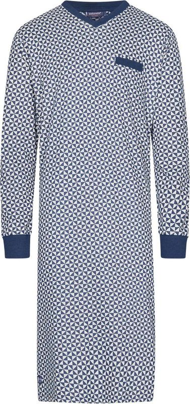 Pastunette - Victor - Nachthemd - Wit - Donkerblauwe Print - 100% Katoen