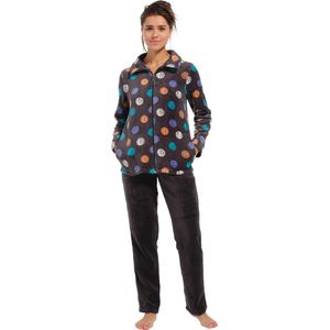 Rebelle - Fleece Pyjama - Donkergrijs - 100% Polyester - Met Stippelprint