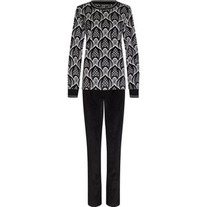 Pastunette Deluxe - Dames Huispak Scarlet - Zwart / Wit - Fleece - Maat 36