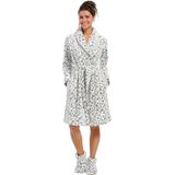 Rebelle - Badjas - Wit/Grijs - Fleece - Panter Print