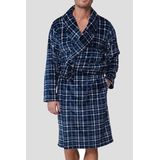 Pastunette - Men - Badjas - Blauw - Fleece - Geruit