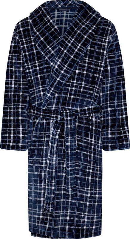 Pastunette - Men - Badjas - Blauw - Fleece - Geruit