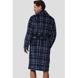 Geruite Heren Badjas - Blauw - Fleece