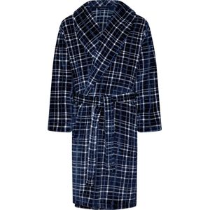 Geruite Heren Badjas - Blauw - Fleece