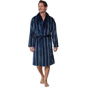 Pastunette - Badjas - Blauw - Polyester Fleece - Gestreept Design