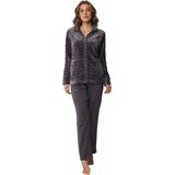 Pastunette fleece huispak met ritssluiting donkergrijs/wit
