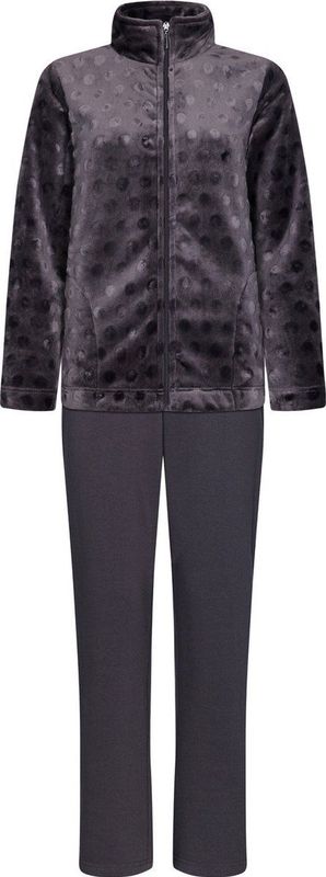 Pastunette fleece huispak met ritssluiting donkergrijs/wit