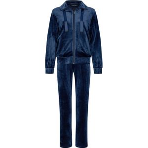 Velours blauw huispak met rits - Blauw - Maat - 52