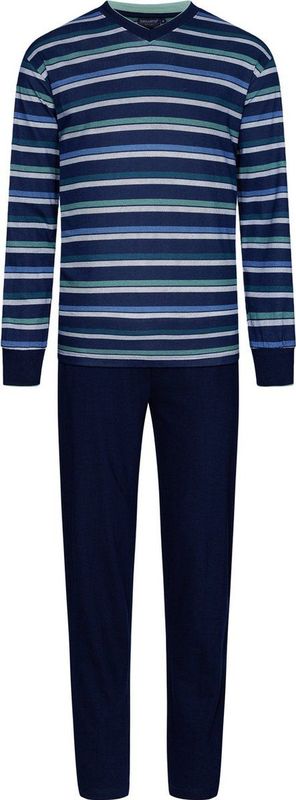 Pastunette - Heren Pyjama - Blauw - Katoen - Lange Mouwen - V-hals
