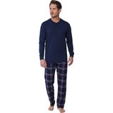 Pastunette - Men - Heren Pyjama - Blauw - Ruitenpatroon - Katoen