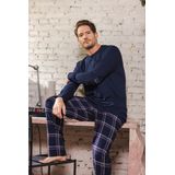 Pastunette - Men - Heren Pyjama - Blauw - Ruitenpatroon - Katoen