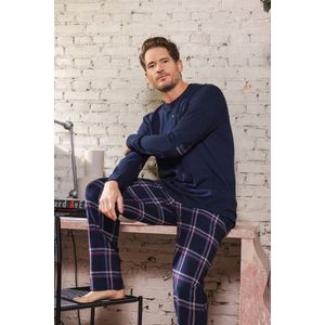 Pastunette - Men - Heren Pyjama - Blauw - Ruitenpatroon - Katoen