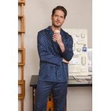 Robson - Satijnen Pyjama - Blauw - Knoopsluiting - Lange Mouwen