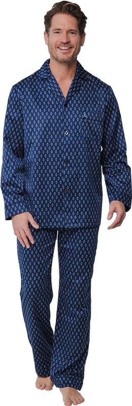 Robson - Satijnen Pyjama - Blauw - Knoopsluiting - Lange Mouwen