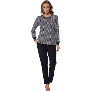 Pastunette pyjama dames velours - zwart print - 25242-348-2/999 - maat 44
